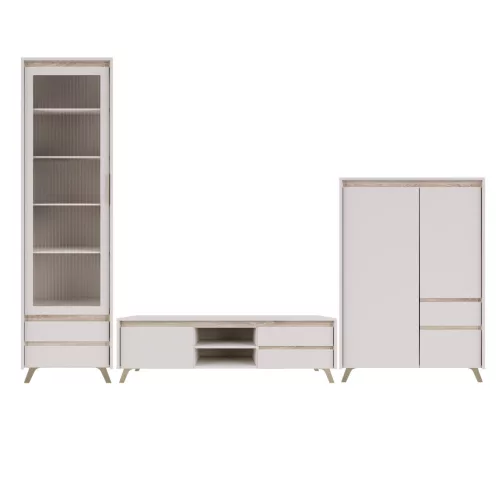 LOGAN nappali bútor szett tv-állvánnyal (REG1W2S,REG2D1S1K,RTV 1K2SO) - chasmere/sonoma