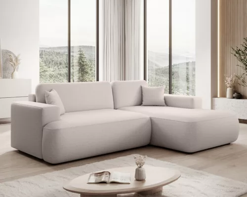 GIO ágyazható, ágyneműtartós sarokkanapé bézs (jobbos)