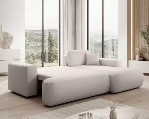 GIO ágyazható, ágyneműtartós sarokkanapé bézs (jobbos)