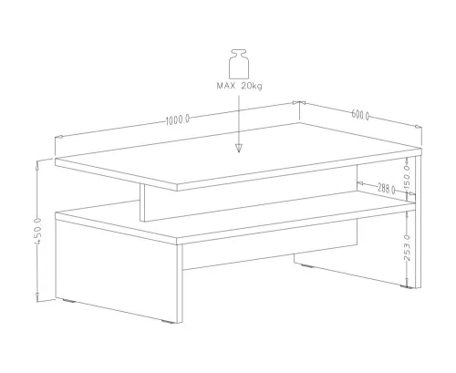 BAROS dohányzóasztal, san remo tölgy/fekete