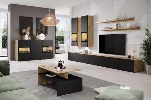 BAROS fali egység, artisan tölgy/matt fekete