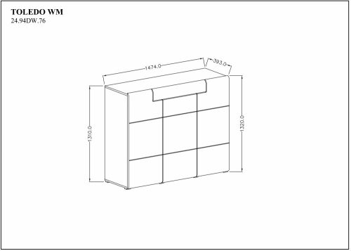 TOLEDO - Magas komód (antracit/grandson tölgy)
