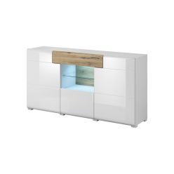 TOLEDO - Vitrines komód (fehér/san remo tölgy)