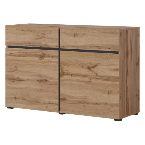 Cross N6MY45 komód - 2 ajtós, 2 fiókos (Wotan tölgy/fekete)