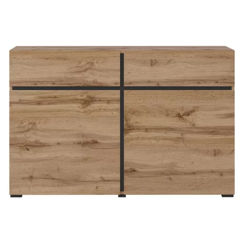 Cross N6MY45 komód - 2 ajtós, 2 fiókos (Wotan tölgy/fekete)