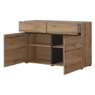 Cross N6MY45 komód - 2 ajtós, 2 fiókos (Wotan tölgy/fekete)