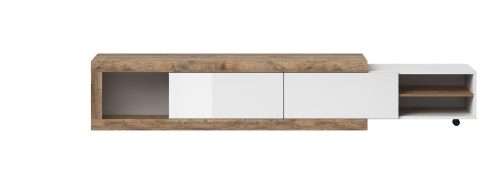 Sintra TV szekrény - fehér/fehér fényes/samdal tölgy