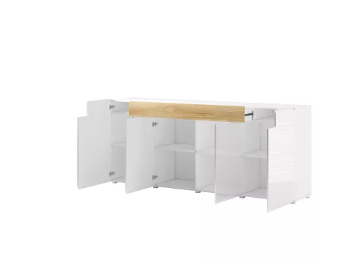 TOLEDO - Széles komód (fehér/san remo tölgy)