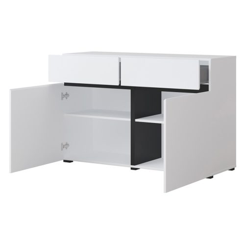 Cross 9WMY45 komód - 2 ajtós, 2 fiókos (Fehér/fekete)