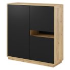 Aston TWLH42 komód - 3 ajtós (Taurus tölgy/matt fekete)