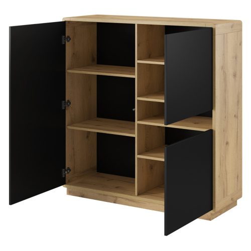 Aston TWLH42 komód - 3 ajtós (Taurus tölgy/matt fekete)