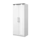 OPTIMA Kétajtós gardróbszekrény, fehér/fényes fehér