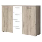 Beta AE1626 komód - 2 ajtós, 4 fiókos (San Remo tölgy/fehér)