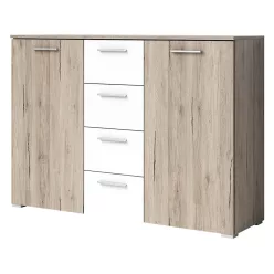   Beta AE1626 komód - 2 ajtós, 4 fiókos (San Remo tölgy/fehér)