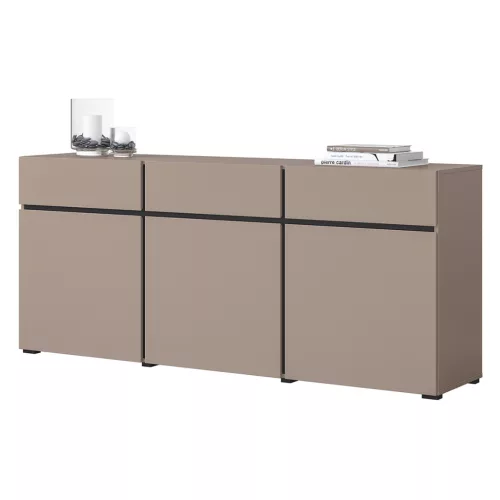 Cross CWMY43 komód - 3 ajtós, 3 fiókos (Congo fekete)