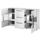 Tulsa 97FJ28 komód - 2 ajtós, 3 fiókos, üveges (Fehér/fényes fehér)