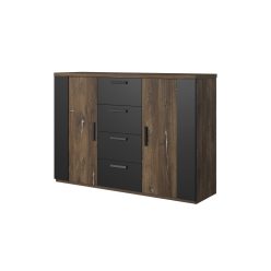 SIGMA - Komód (Flagstaff tölgy/fekete/ezüst)