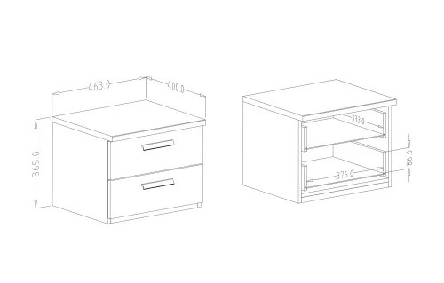 SIGMA - Éjjeliszekrény (Flagstaff tölgy/fekete/ezüst)
