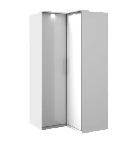 OPTIMA Sarokszekrény, fehér/fényes fehér