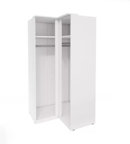 OPTIMA Sarokszekrény, fehér/fényes fehér