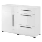 Tulsa 97FJ45 komód - 1 ajtós, 3 fiókos (Fehér/fényes fehér)