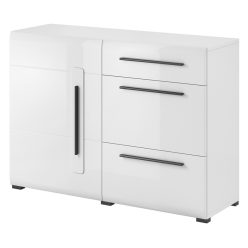   Tulsa 97FJ45 komód - 1 ajtós, 3 fiókos (Fehér/fényes fehér)