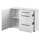 Tulsa 97FJ45 komód - 1 ajtós, 3 fiókos (Fehér/fényes fehér)