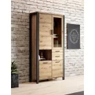 Aktiv TWLK13 vitrines szekrény - 4 ajtós, 2 fiókos (Taurus tölgy/fekete)