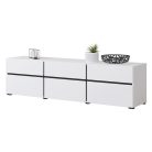 Cross 9WMY41 TV állvány - 3 lenyíló ajtós, 3 fiókos (Fehér/fekete)