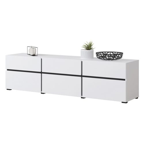 Cross 9WMY41 TV állvány - 3 lenyíló ajtós, 3 fiókos (Fehér/fekete)