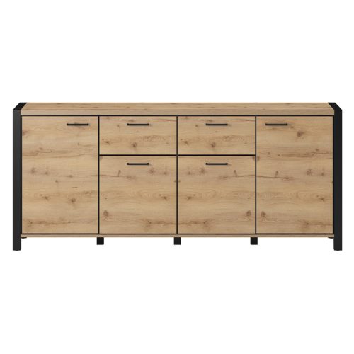 Aktiv TWLK25 komód - 4 ajtós, 2 fiókos (Taurus tölgy/fekete)