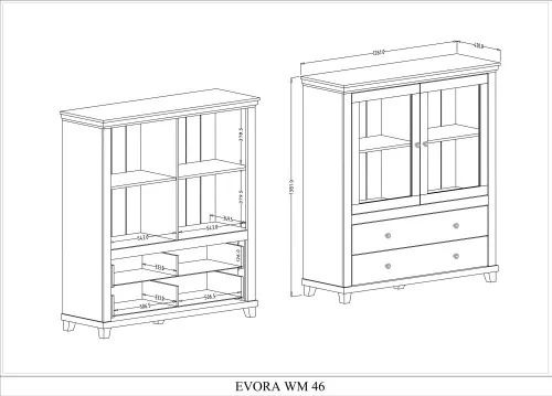 Evora - Vitrines magaskomód (zöld/tölgy)