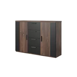 SIGMA - Komód (Flagstaff tölgy/fekete/arany)