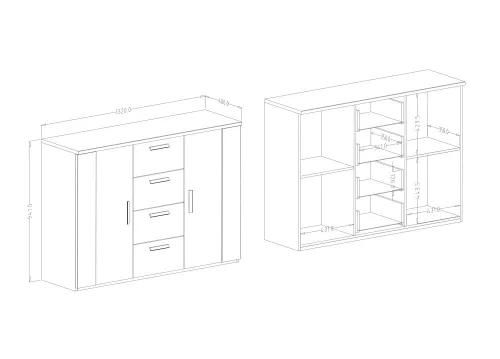 SIGMA - Komód (Flagstaff tölgy/fekete/arany)