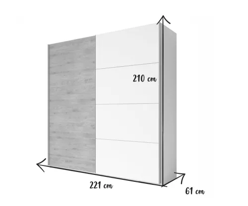 GALAXY - Gardróbszekrény 221 cm (fehér/Beaufort tölgy)