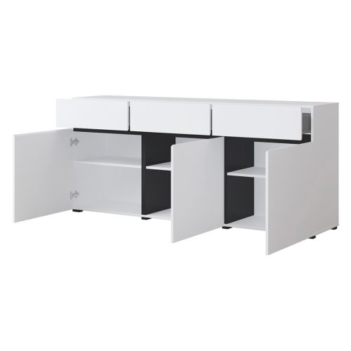 Cross 9WMY43 komód - 3 ajtós, 3 fiókos (Fehér/fekete)