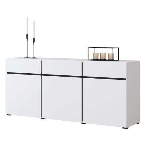 Cross 9WMY43 komód - 3 ajtós, 3 fiókos (Fehér/fekete)