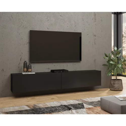 Ava WNLM40 TV állvány - 2 lenyíló ajtós (Onyks fekete/wotan tölgy)