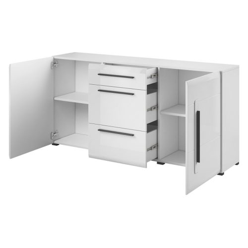 Tulsa 97FJ26 komód - 2 ajtós, 3 fiókos (Fehér/fényes fehér)