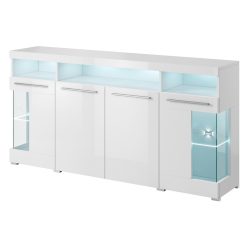 India 97DE42 komód - 4 ajtós, üveges (Fehér)