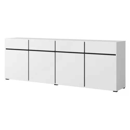 Cross 9WMY25 komód - 4 ajtós, 4 fiókos (Fehér/fekete)