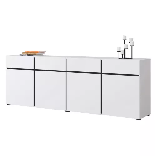 Cross 9WMY25 komód - 4 ajtós, 4 fiókos (Fehér/fekete)