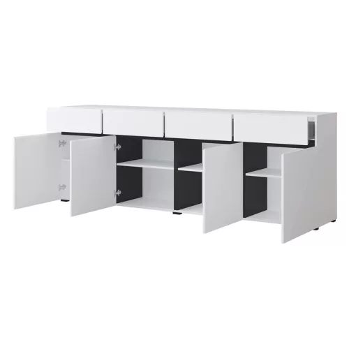 Cross 9WMY25 komód - 4 ajtós, 4 fiókos (Fehér/fekete)