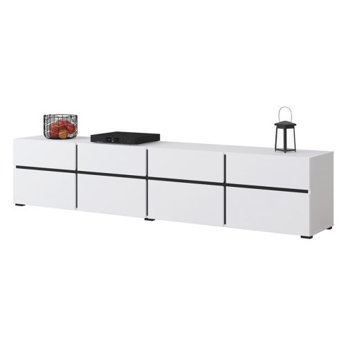 Cross 9WMY40 TV állvány - 4 lenyíló ajtós, 4 fiókos (Fehér/fekete)