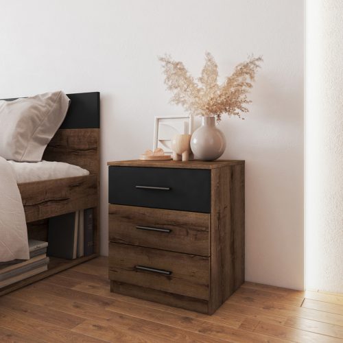 Beta ZB1622 éjjeliszekrény - (kolostor tölgy/fekete)