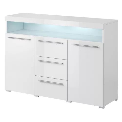 India 97DE26 komód - 132 - 2ajtós, 3 fiókos (Fehér)