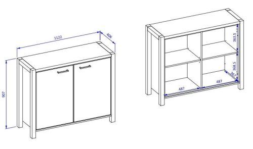 Aktiv TWLK45 komód - 2 ajtós (Taurus tölgy/fekete)