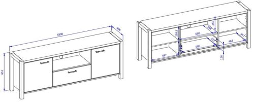 Aktiv TWLK41 TV állvány - 180 - 1 fiókos (Taurus tölgy/fekete)