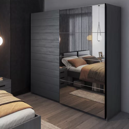 Galaxy CBEA68 gardróbszekrény - tolóajtós, tükörrel (Carbon tölgy)