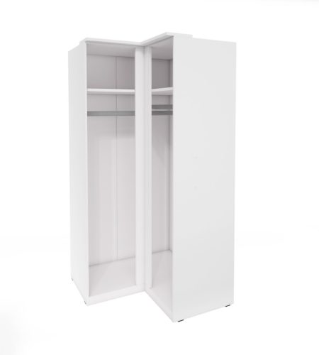 OPTIMA Kétajtós, háromfiókos gardróbszekrény, fehér/fényes fehér